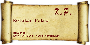 Koletár Petra névjegykártya