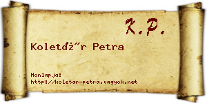 Koletár Petra névjegykártya